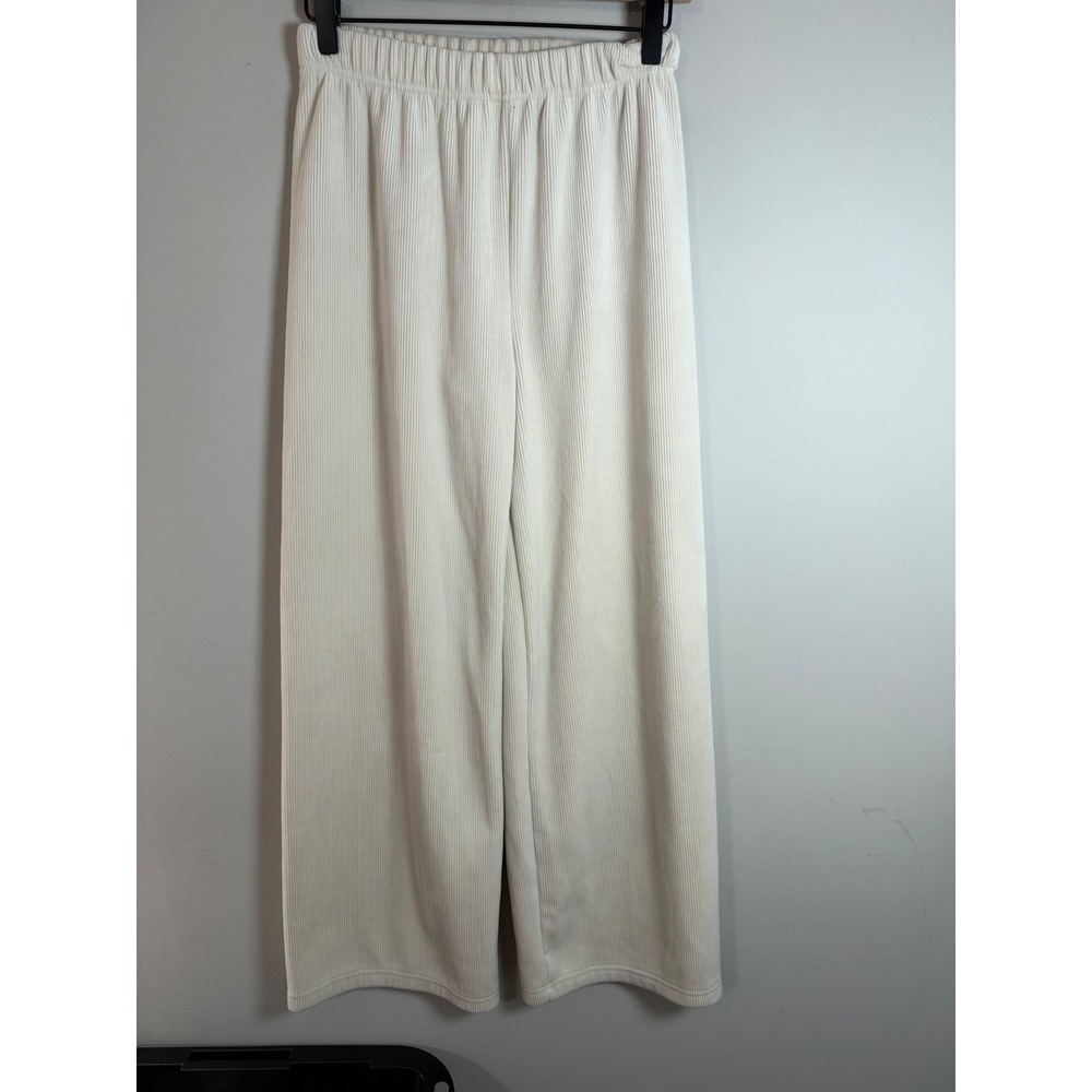 3.3 Field Trip Cream Ribbed Wide Leg Elastic Waist Pants One Size Made in Korea